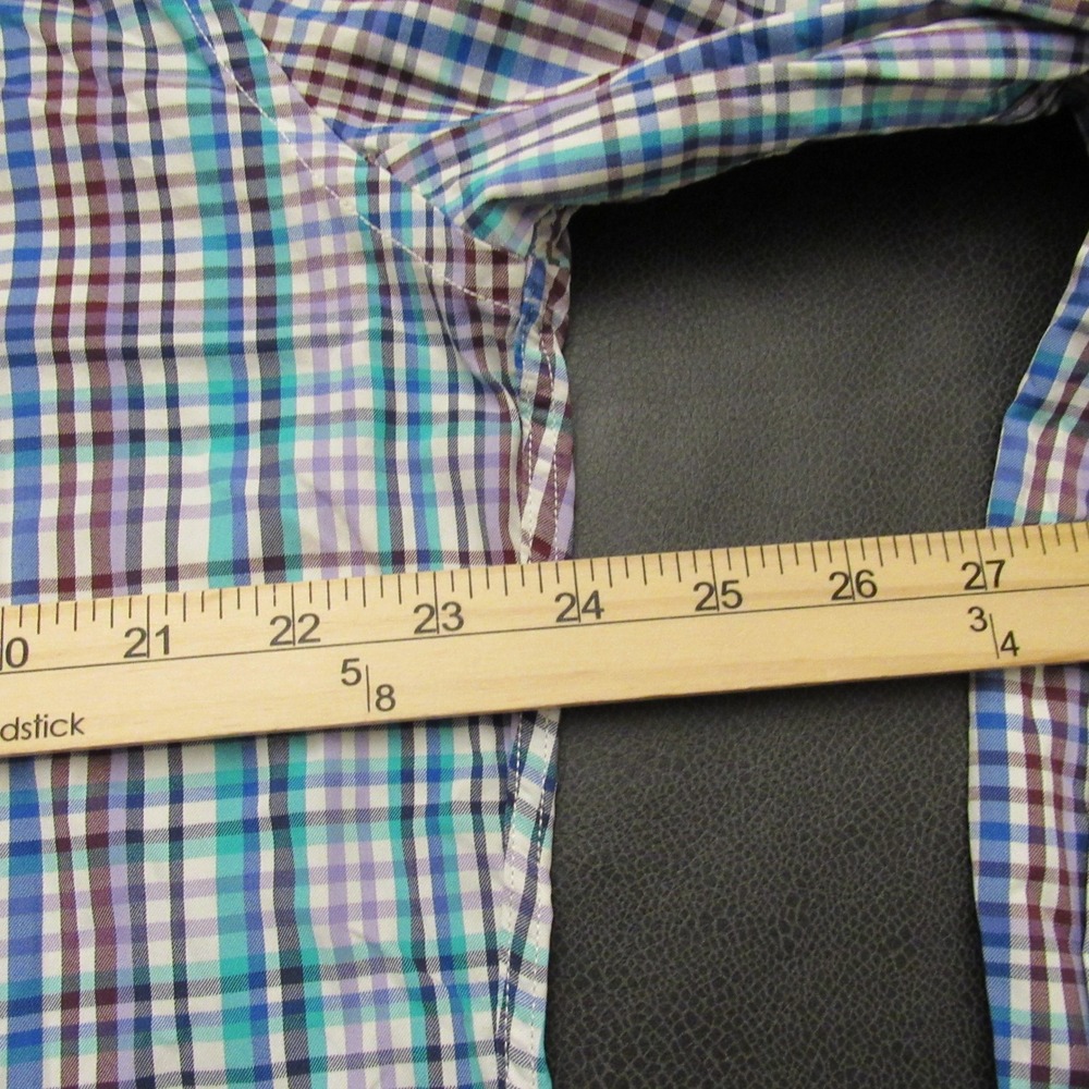 Peter Millar Summer Comfort Mens Large Plaid Button Down Shirt Blue Purple Teal - Picture 5 of 7